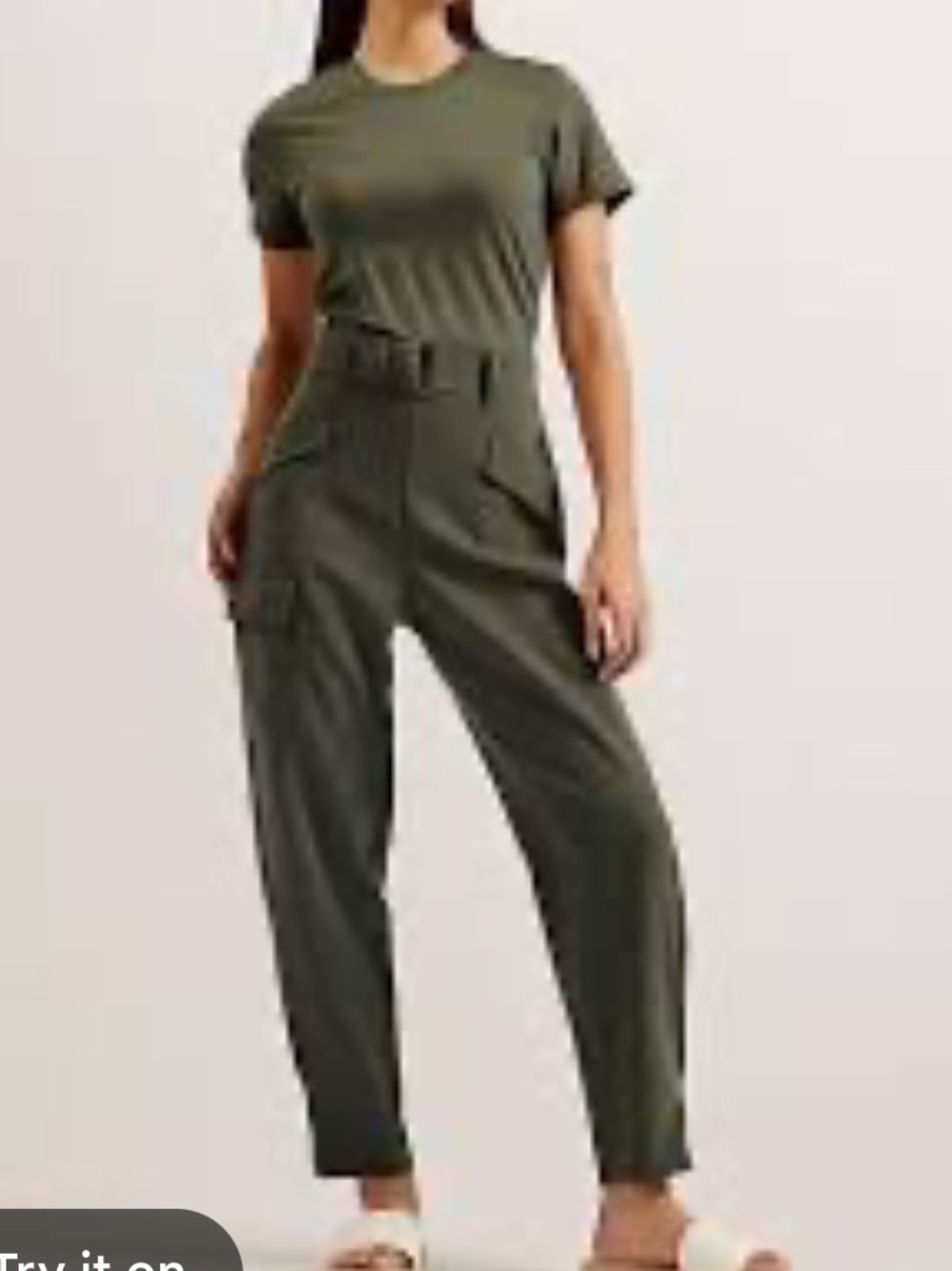 Ted Baker Olive Green Utility Jumpsuit with Belt size L